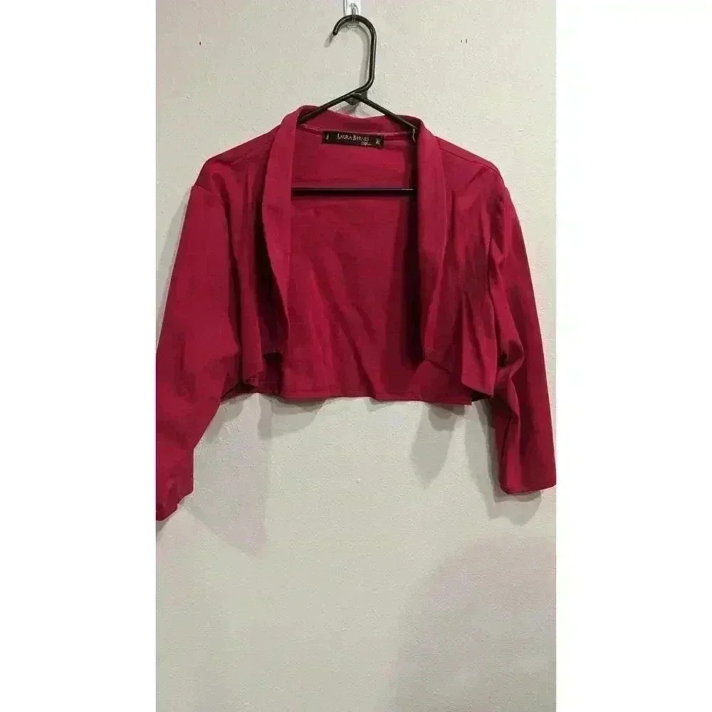 Women's red pinup style bolero jacket by Laura Byrnes California size 4X